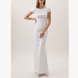 BHLDN Madison Maxi Dress Gown by Katie May White Bridal Wedding Open Back Twist